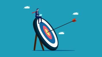 businessman standing on top of target with arrow vector