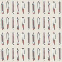 Pattern with pens and pencils in doodle style. School, business background vector