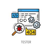 Tester web development job outline color icon vector