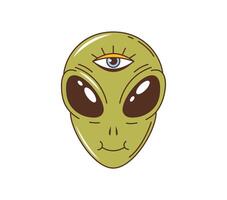 Retro groovy alien space character face or head vector