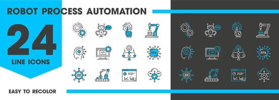 Rpa line icon, robot process automation signs vector
