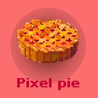 Pixel art Pie. Pixelated Pie. Autumn Fall Pie cake icon pixelated for the pixel art game and icon for website and game. old school retro. Pie with cherry filling, more details. vector
