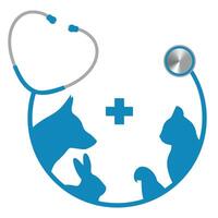 Veterinary stethoscope with dog and cat vector