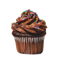 A Single Chocolate Cupcake with Sprinkles png