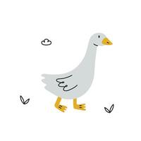 Hand drawn cute goose simple illustration vector
