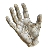 Detailed Render of an Open Hand with Visible Wrinkles and Lines png