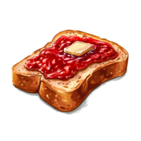 Delicious Toasted Bread with Strawberry Jam and Butter png