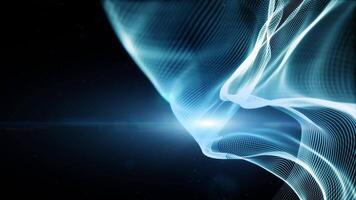 Blue color digital particles wave flow abstract motion technology background concept video