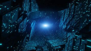 3D tunnel of Hi-tech, Digital cyberspace futuristic motion abstract background. video