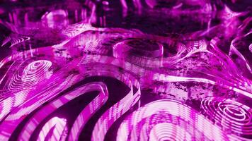 3D render beautiful pink line wave with a reflection on the floor. Motion abstract background video