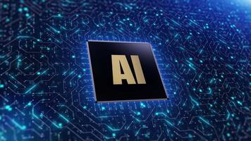Digital computer chip over circuit background with AI concept, High-speed connection data analysis Future Technology digital background video