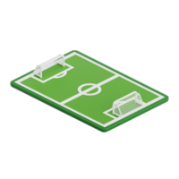 3D render soccer field icon illustration. Isolated on transparent background png