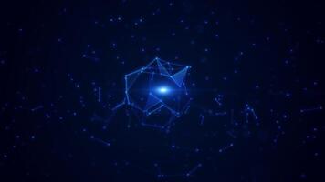 Polygon abstract background with dots and lines connect. Technology Network Data Connection. Animation of Futuristic Cyberspace on blue color background. video