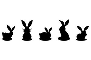 Simple rabbit silhouette set design vector