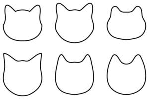 Simple cat head outline set design vector