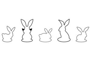 Simple rabbit outline set design vector