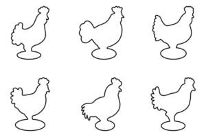 Outline chicken illustration design set vector