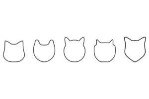 Simple cat head outline set design vector