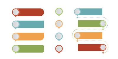 Map pointers icon set. Location icons or geolocations. design element set. Pointer icon pin on the map with space for text. Pin text tag. vector
