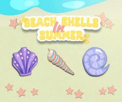beach shell design, hand drawn shell design with a cute style vector