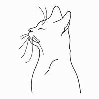 Line drawing of cat. Abstract kitten portrait isolated on white background vector