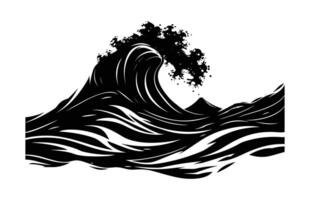 Tsunami Wave Silhouette isolated on a white background vector