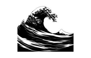 Tsunami Wave Silhouette isolated on a white background vector