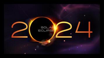 Total solar eclipse 2024.Concept composition of the on the theme of astronomy, with a eclipse of the sun. Modern realistic illustration on space background vector