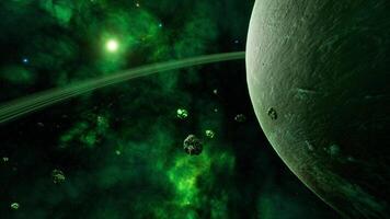 a large cluster of asteroids near an unknown planet video