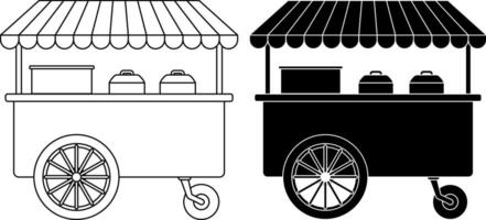 side view Food Cart icon set vector