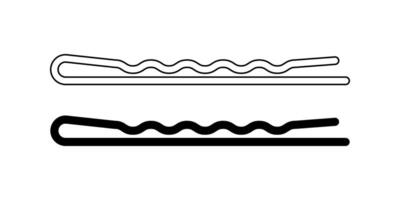 outline silhouette Bobby pin icon set isolated on white background vector