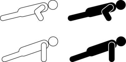 side view push up icon set vector