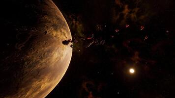 a large cluster of asteroids near an unknown planet video