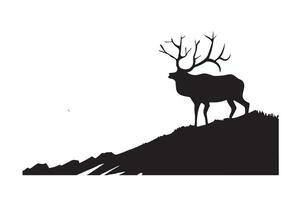 silhouette of deer on white background vector