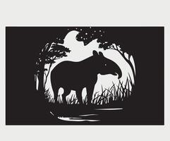 Tapir silhouettes on white background vector