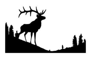 silhouette of deer on white background vector