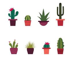 A set of cacti in a flat style vector