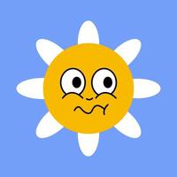 Daisy flower smiling face, cute sunflower emoji for different emotions, great for adding joy to your designs vector