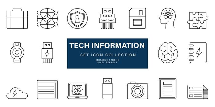 Tech Memory Storage Information icon set vector