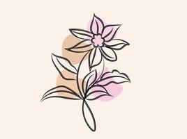 Hand drawn flat design simple flower outline vector