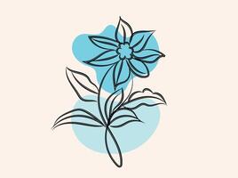 Hand drawn flat design simple flower outline vector