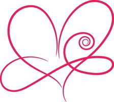 Calligraphy Red Double Heart vector