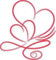 Calligraphy Red Double Heart vector