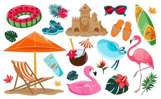 A set of summer clip art for scrap booking, design elements for posters, flyers and banners. vector