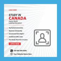 Study In Canada Social Media Post Design Template vector