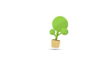 2D animated tree slowly moving with wind blowing, moving stems and green leaves against green screen. Easily removed green screen background. Animation for kids cartoons, ads, promotional videos. video