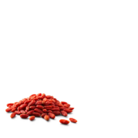 Goji berries small and oval with a bright red color scattered on a white surface png
