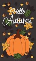 hello autumn poster minimalist, illustration outline design vector