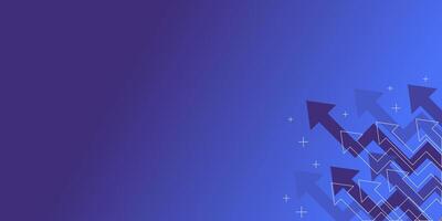 blue background with upward business arrow, free copy space area. design for banner, poster, social media, web. vector