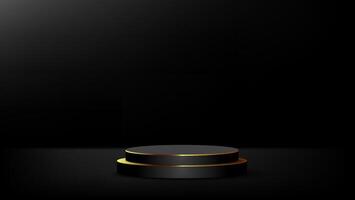 a close up of a black podium with a gold edge vector